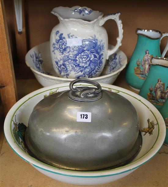 Graduating jugs, wash jug, meat cover etc